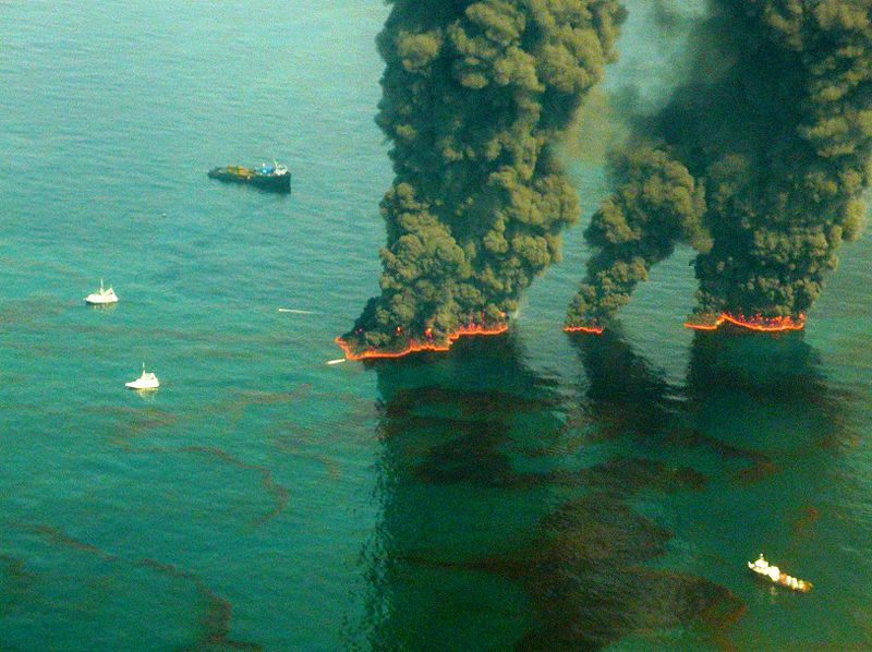 Controlled burn of oil in the Gulf
